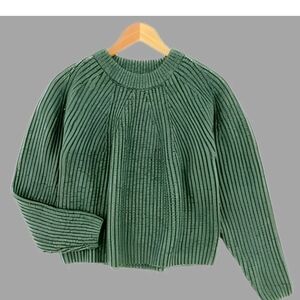 Green Women's SweaterZanana Melange Round Neck Sweater Heather Dark Green Large
